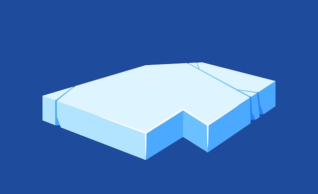 Bloque de témpano plano congelado de cristal de hielo con superficie resbaladiza gui o ui elemento de diseño de juego tapa de ventisquero en ocean iceber