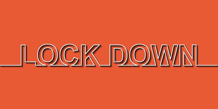Vector bloquear palabra con vector de una línea bloquear concepto de cuarentena mejorada
