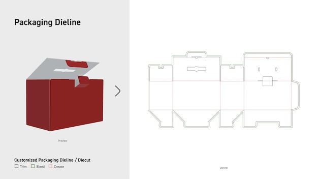 El bloqueo de fijación del extremo inferior de la caja Dieline