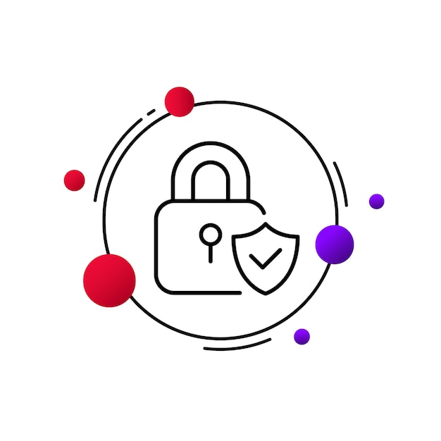 Bloqueo con icono de línea de escudo Marca de verificación contraseña desbloquear privacidad información privada código pin protección contra piratería seguridad de datos personales antivirus Concepto de sistema de seguridad Icono de línea vectorial