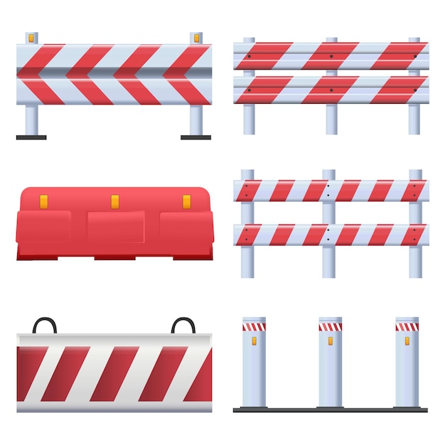 Bloques de carreteras cerrados obstáculos de rayas rojas mal Vol 01