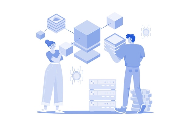 Bloques de conexión en la tecnología Blockchain