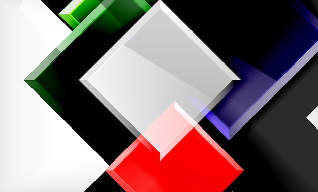 Bloques de forma cuadrada de colores brillantes con fondo geométrico
