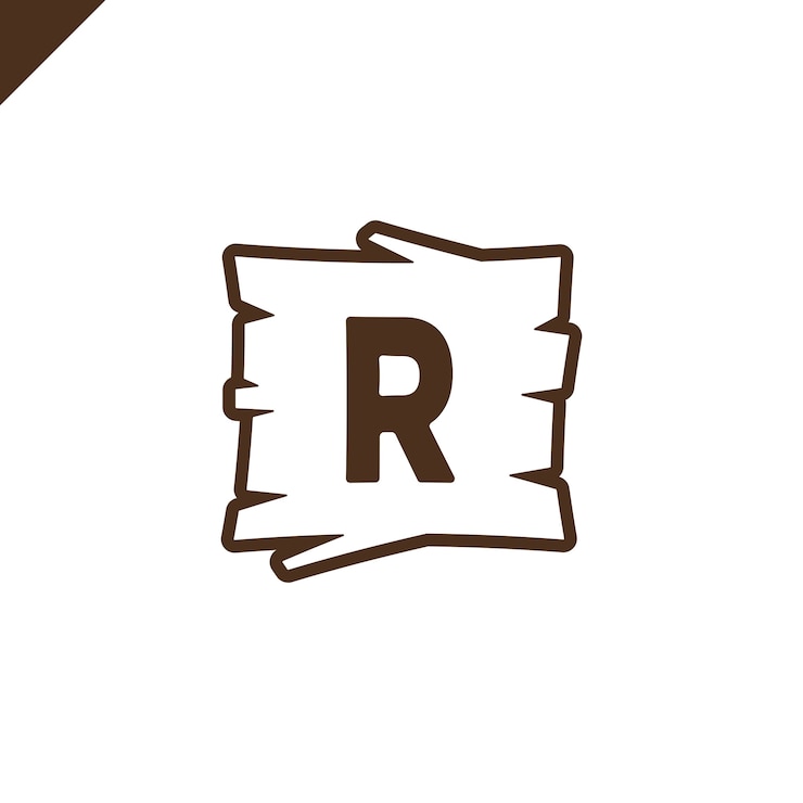 Vector bloques de madera del alfabeto o de la fuente con la letra r en el área de madera de la textura con el esquema.