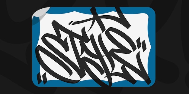 Blue Abstract Graffiti Style Sticker Hola mi nombre es con algunas letras de arte callejero