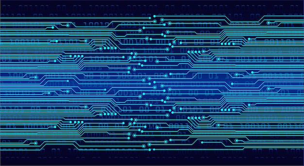 Blue binary circuit board cyber future technology