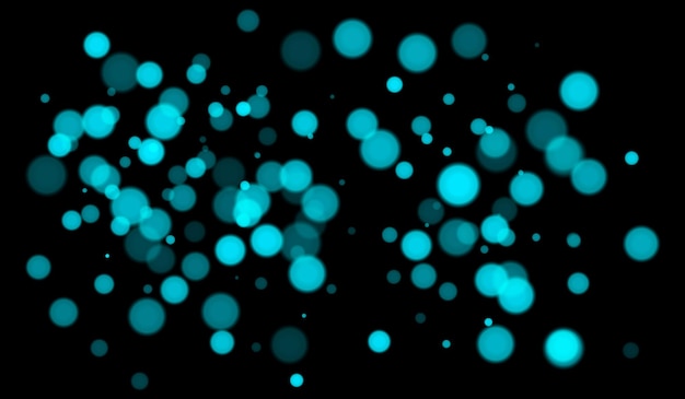 Blue bokeh background with soft glowing circles on dark backdrop Gentle light blur effect for abstract futuristic or festive vector designs and overlays