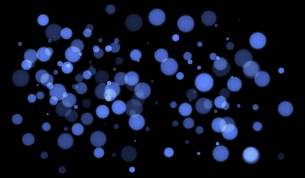 Blue bokeh background with soft glowing circles on dark backdrop Gentle light blur effect for abstract futuristic or festive vector designs and overlays