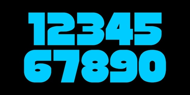 Blue Bold Numbers on Black Background