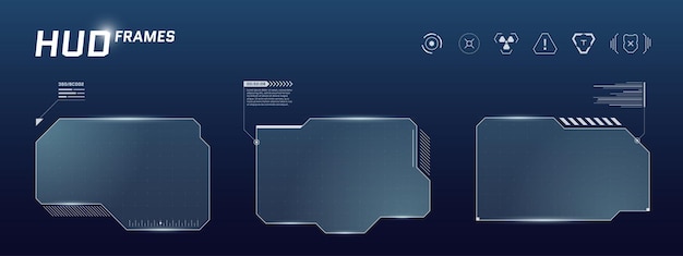 Blue digital interface frame with sci fi HUD elements glowing buttons and title bar Futuristic dashboard layout for game stream or cyberpunk virtual display system
