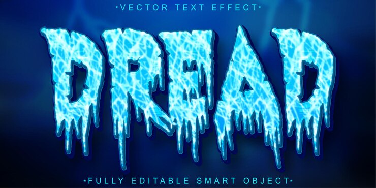 Vector blue dread vector efecto de texto de objeto inteligente totalmente editable