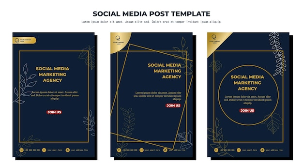 Blue Gold Vector Social Media Post Template vector art ilustración y texto