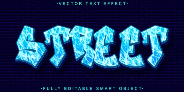 Blue Graffiti Street Vector Efecto de texto de objeto inteligente totalmente editable