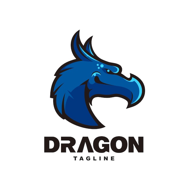 Blue head dragon mascot design