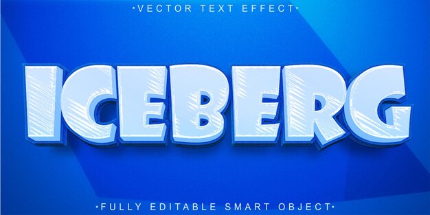 Blue iceberg vector efecto de texto de objeto inteligente totalmente editable