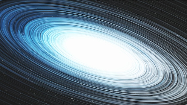 Blue Light Black Hole en Galaxy Background.planet y diseño de concepto de física, ilustración vectorial.