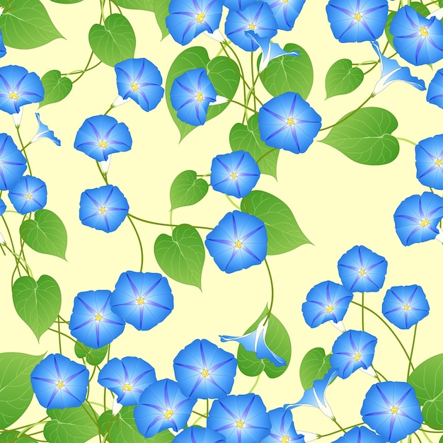 Blue Morning Glory en fondo beige marfil