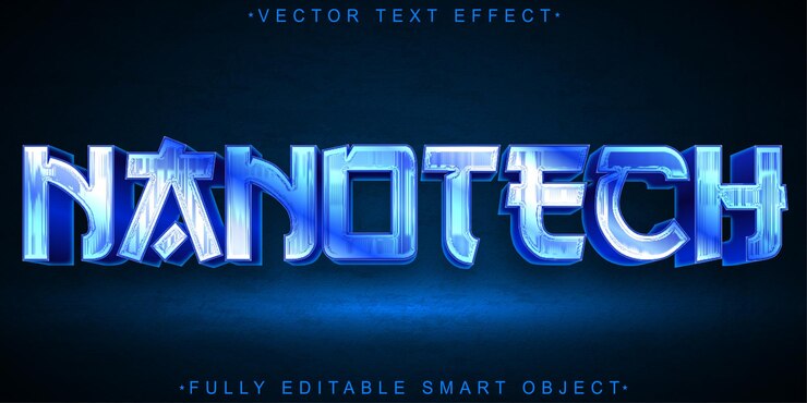 Vector blue nanotech vector efecto de texto de objeto inteligente totalmente editable