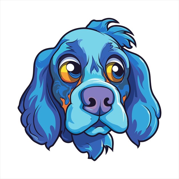 Vector blue picardy spaniel raza de perro colorido dibujos animados kawaii personaje animal mascota etiqueta aislada