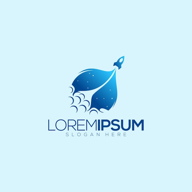 Blue rocket awesome logo premium