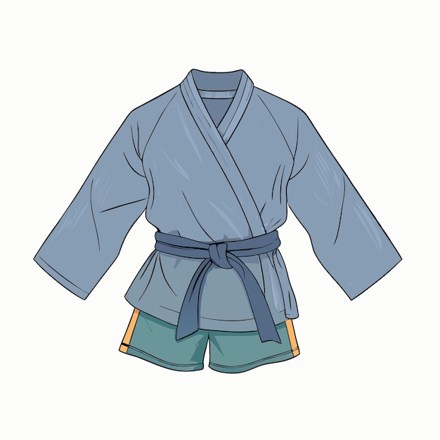 Blue Sambo Uniform Kimono Jacket y pantalones cortos 3