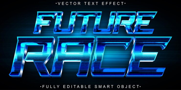 Vector blue shiny future race vector objeto inteligente totalmente editable efecto de texto