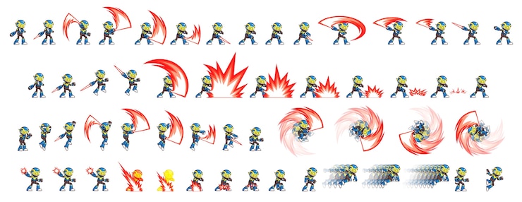 Vector blue sprot attack game sprites