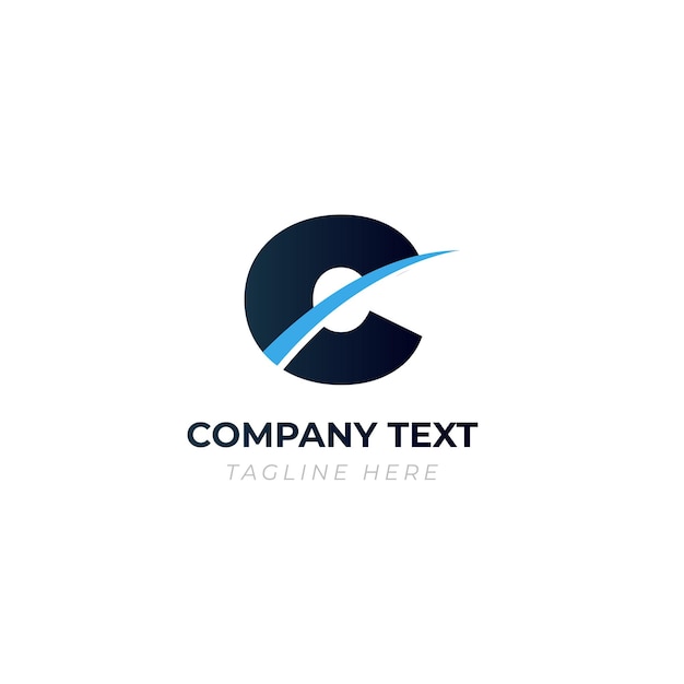 Blue Streak en forma de C Un logotipo de marca dinámica único y memorable para los negocios