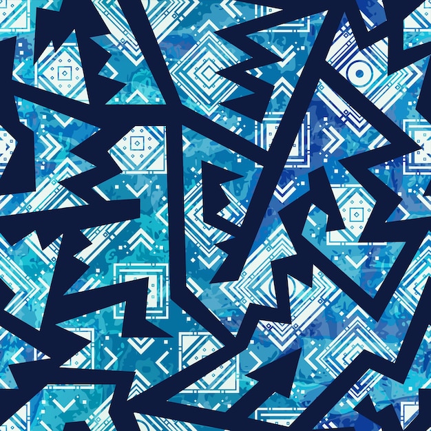 Blue tribal patrón sin costura eps 10 archivo vectorial