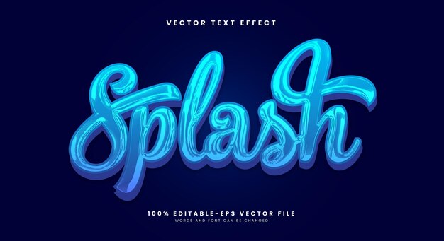 Blue Water Splash 3d plantilla de efecto de texto editable adecuada para el estilo cromo