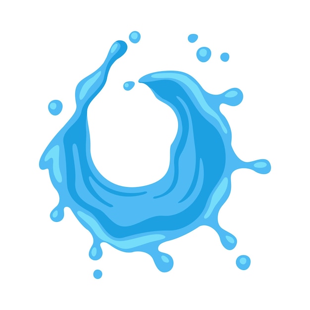 Blue water splash como movimiento acuático con ilustración vectorial de gotas