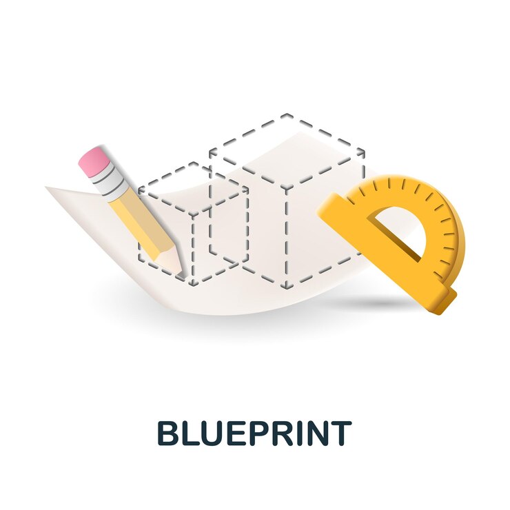 Vector blueprint icon 3d ilustración de la colección de ingeniería creative blueprint 3d icon para infografías de plantillas de diseño web y más