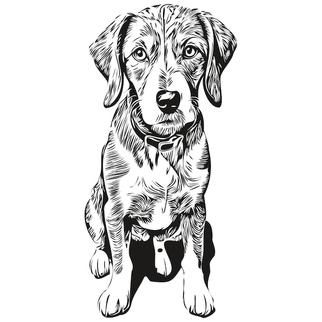 Bluetick Coonhound perro cara vector retrato divertido contorno mascota ilustración fondo blanco raza realista mascota