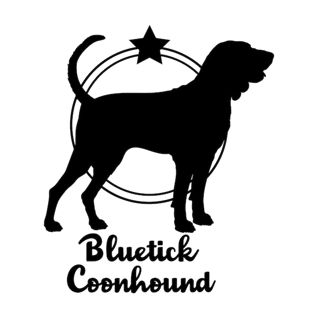 Bluetick Coonhound silueta de perro perro razas de perro logotipo vector monograma silueta diseño de logotipo