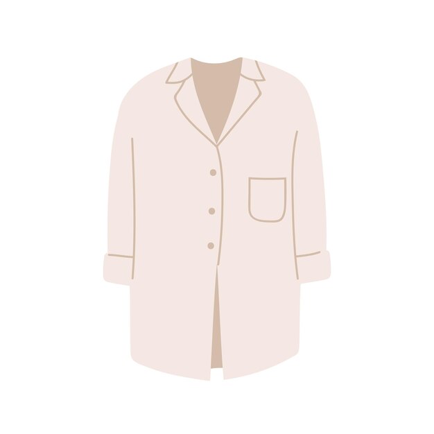 Vector blusa blanca, camisa casual de verano, prenda básica de mujer. ropa moderna. ropa de algodón, mujer suelta con bolsillo. ilustración de vector plano aislado sobre fondo.