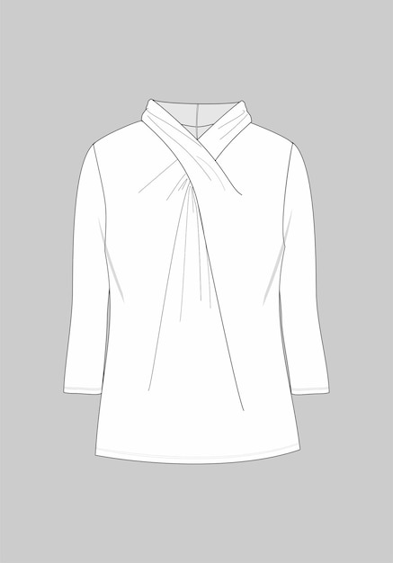 Blusa detallada de cuello torcido de moda dibujado técnico aislado