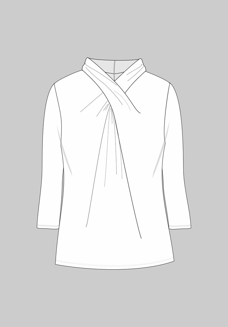 Blusa detallada de cuello torcido de moda dibujado técnico aislado