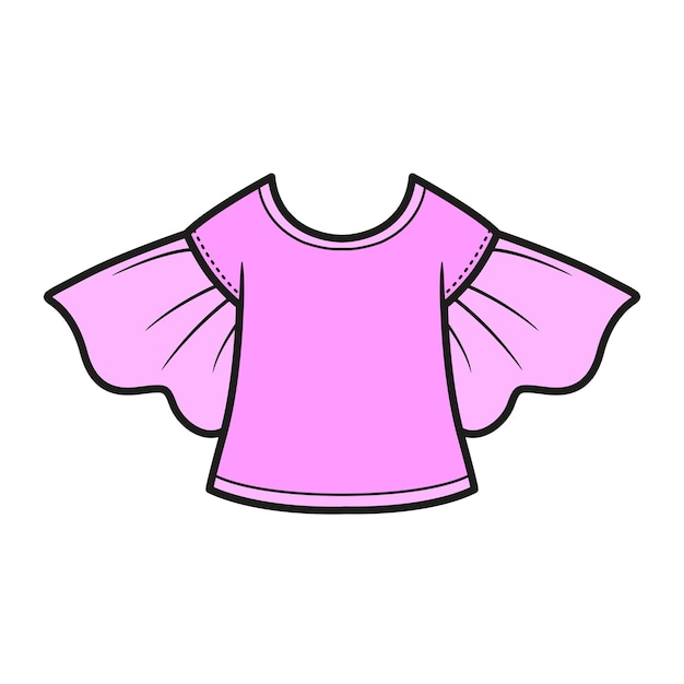 Vector blusa con mangas cortas hinchadas para niñas variación de color para colorear sobre fondo blanco