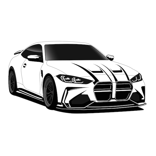 bmw m4 vector de automóviles en blanco y negro