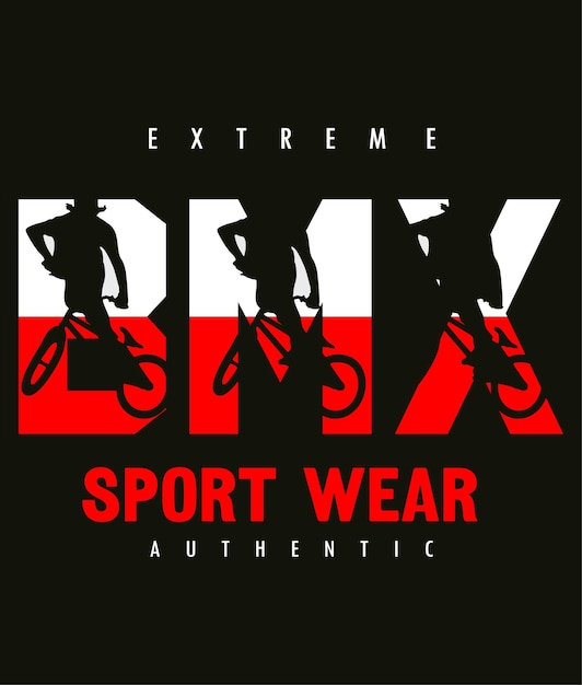 Bmx sport tipografía diseño camiseta impresión vector ilustración