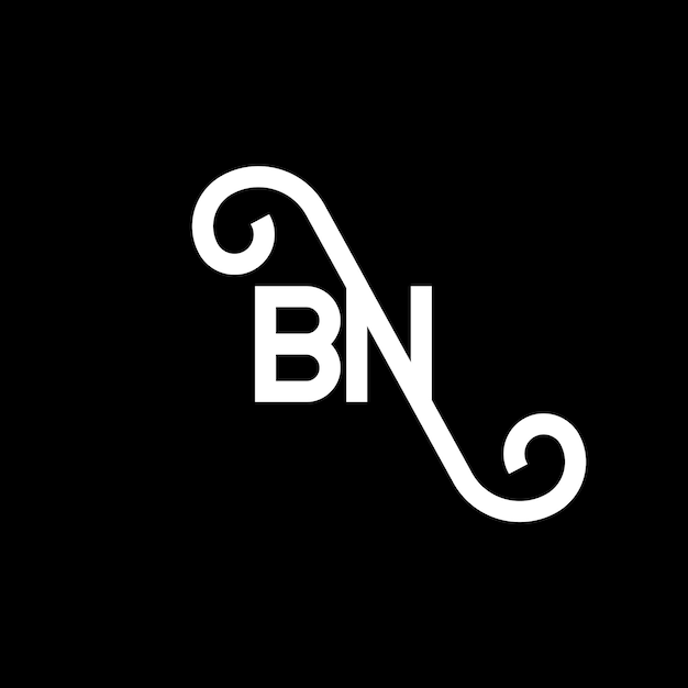 Vector bn diseño de letra de logotipo en fondo negro bn iniciales creativas concepto de letra de logotipo bn diseño de letra bn diseño en letra blanca en fondo negro b n b n logotipo