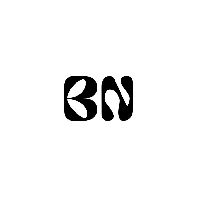 BN Monogram Logo Design letra texto nombre símbolo monocromo logotipo alfabeto carácter simple logo