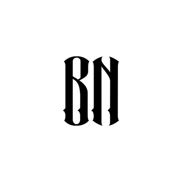 BN Monogram Logo Design letra texto nombre símbolo monocromo logotipo alfabeto carácter simple logo