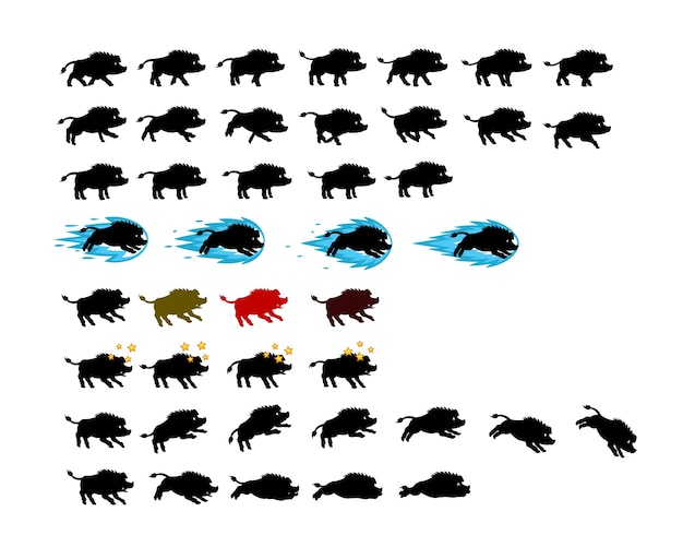 Boar Silhouette Game Animación Sprite