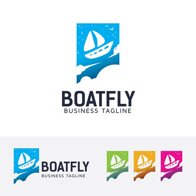 Boat Fly, plantilla de logotipo