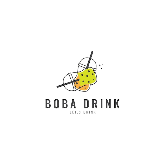 Boba drink cup hipster logo diseño vector ilustración símbolos