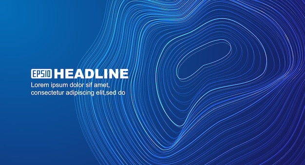 Bobina de forma de onda Fondo de big data de tecnología de Internet de partículas puntuales y lineales