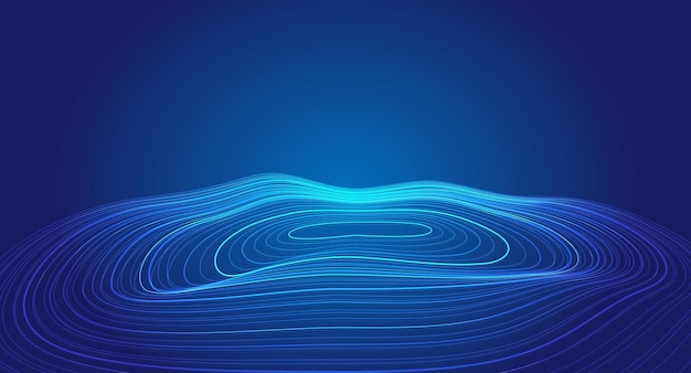 Bobina de forma de onda Fondo de big data de tecnología de Internet de partículas puntuales y lineales