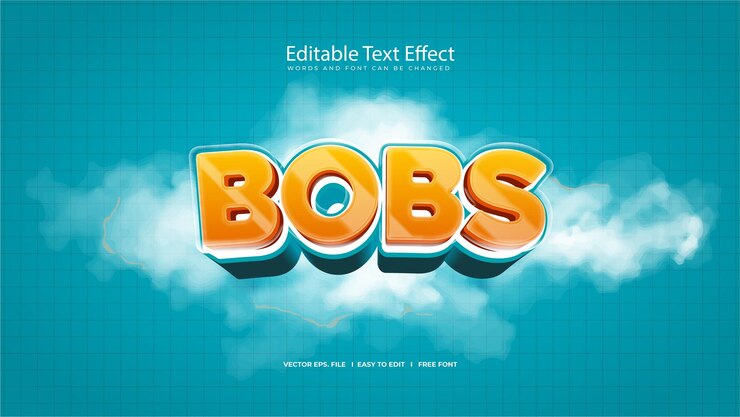 Vector bobs - efecto de texto editable en 3d con color naranja
