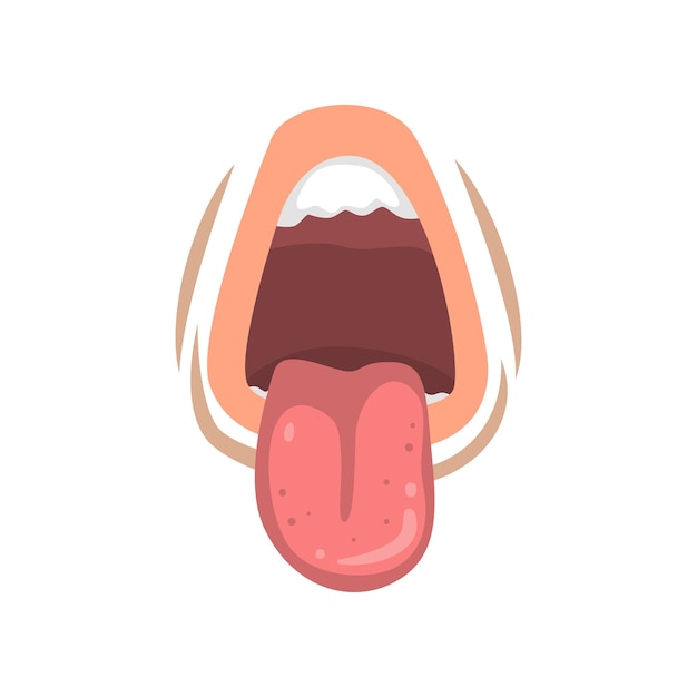 Boca abierta con la lengua afuera labios emocionales de mujer joven vector Ilustración aislada en un fondo blanco